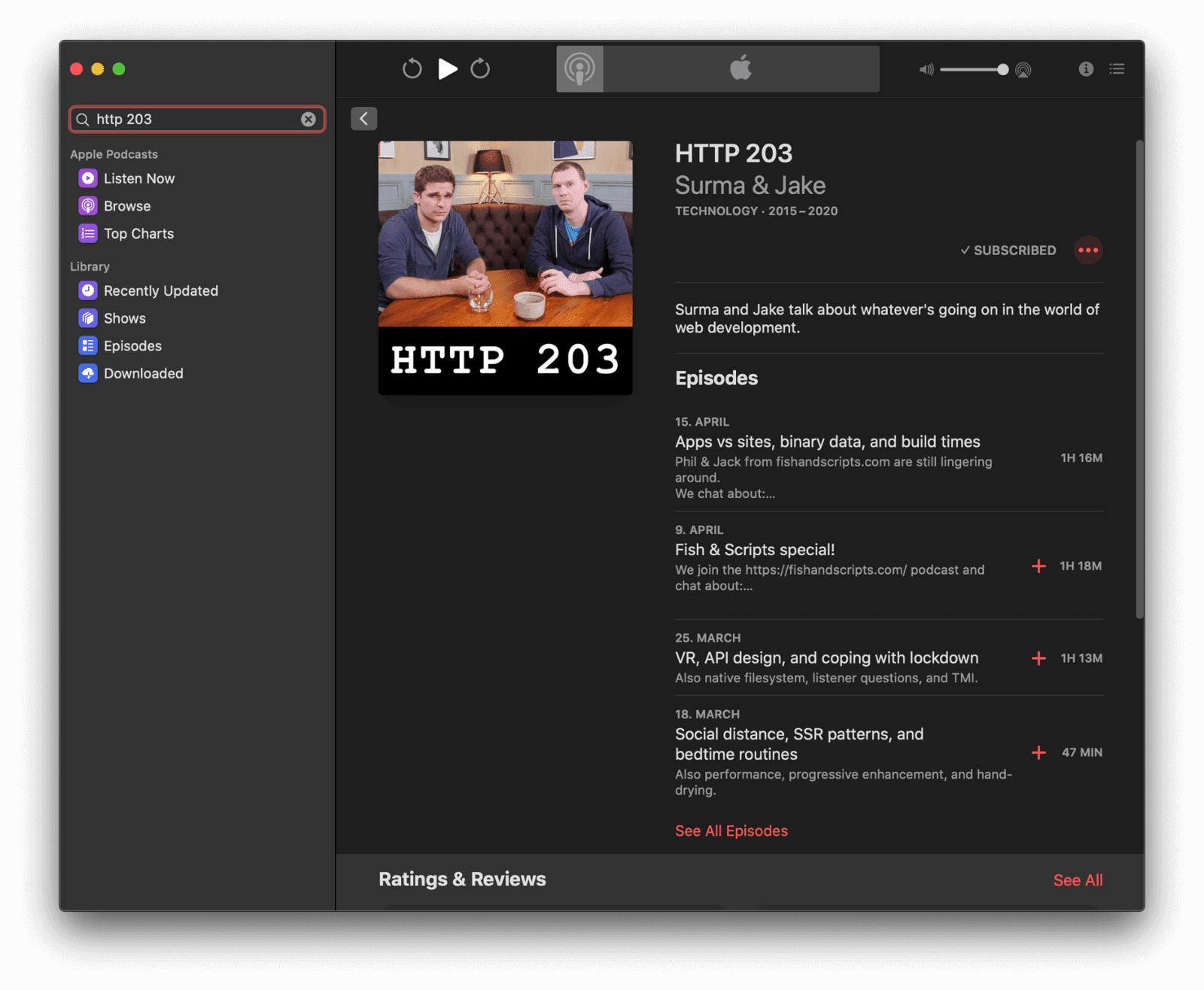 ポッドキャスト アプリで、登録直後にポッドキャストの最新エピソードがダウンロードされる。