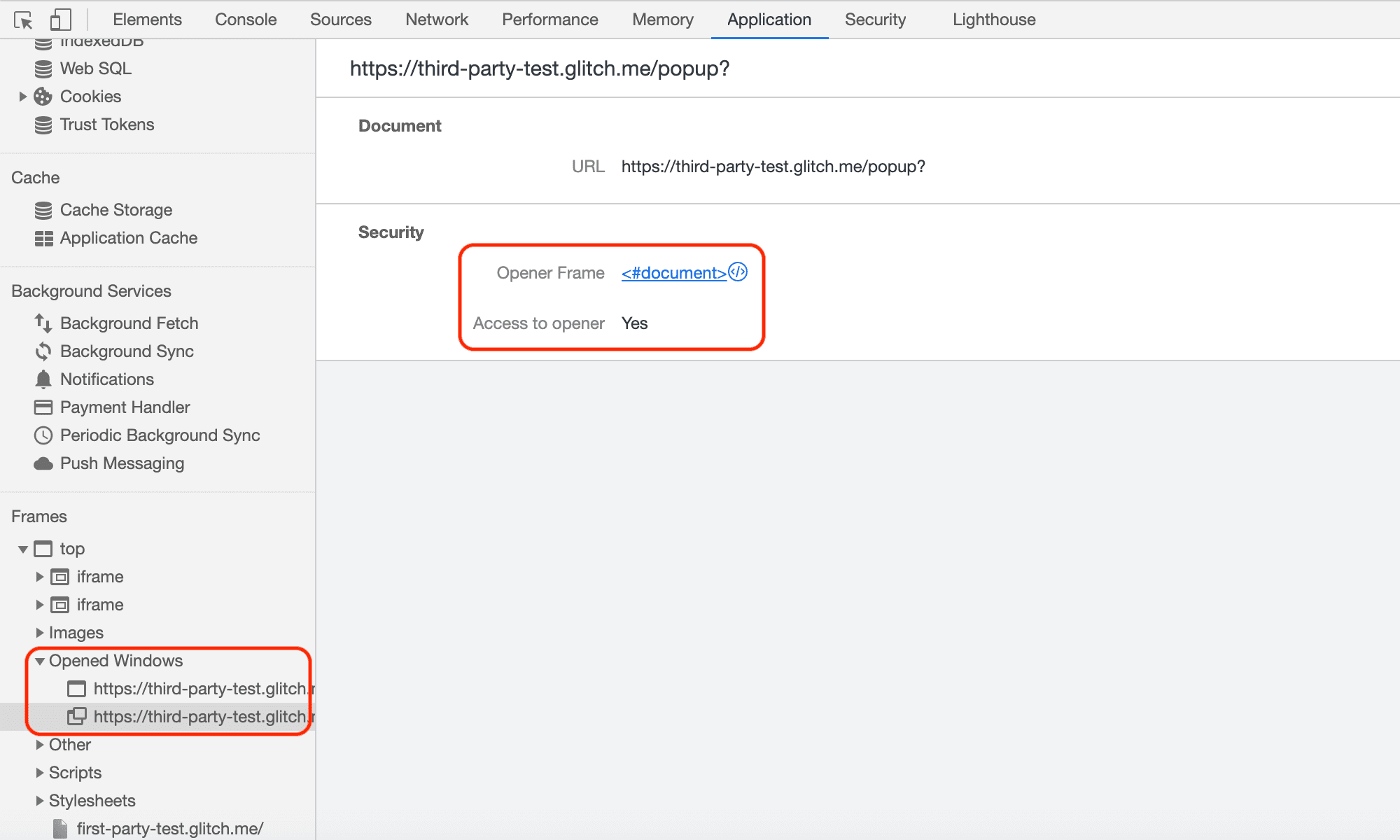Inspetor da janela de diálogo do Chrome DevTools