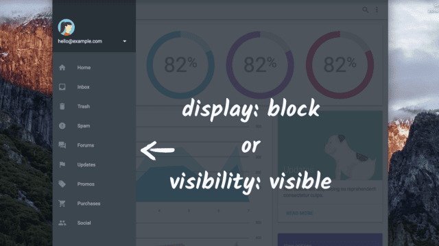 Panel deslizable configurado para mostrar un bloque.