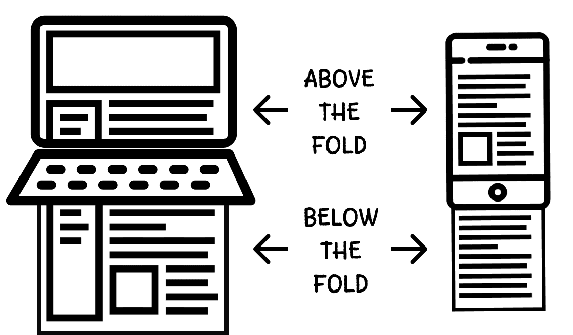 插圖：筆記型電腦和行動裝置，網頁溢出螢幕邊緣