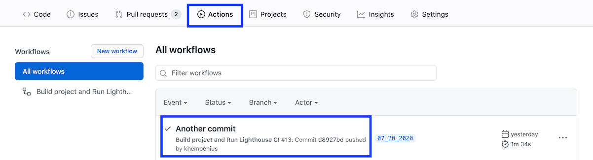 ภาพหน้าจอของแท็บ "การตั้งค่า" ของ GitHub