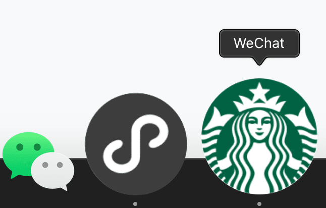 Ikon aplikasi mini Starbucks di Dock macOS dengan judul WeChat.