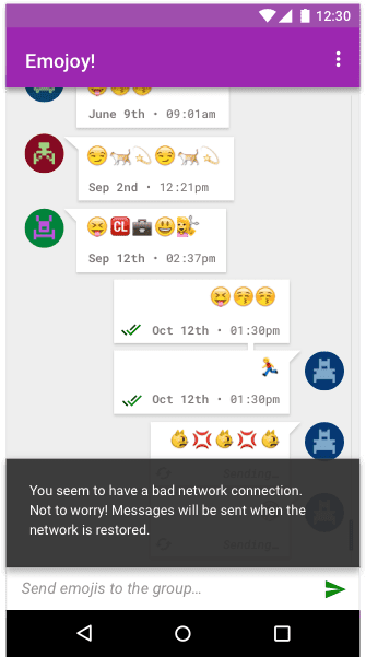 La app de mensajería con emojis Emojoy informa al usuario cuando se produce un cambio de estado.