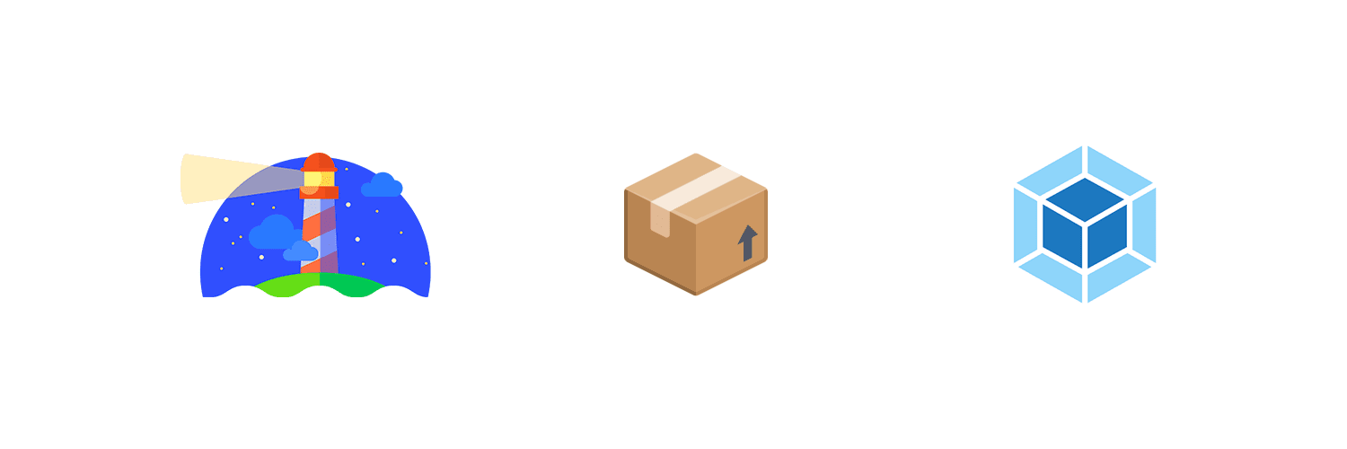 Webpack, bundlesize ve Lighthouse logoları
