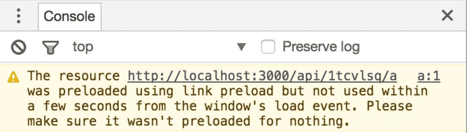هشدار کنسول Chrome DevTools در مورد منابع از پیش بارگذاری شده استفاده نشده.