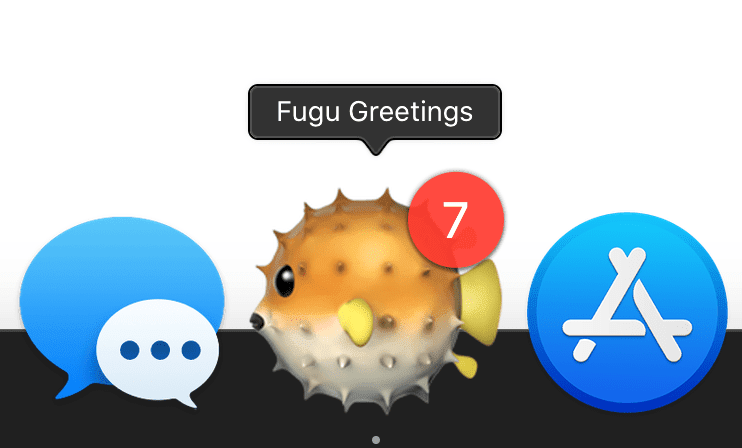 Icona del badge nell'app Fugu Greetings che mostra il numero 7.