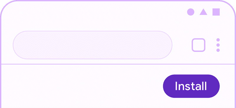 ภาพหน้าจอปุ่มติดตั้งอย่างง่ายใน PWA