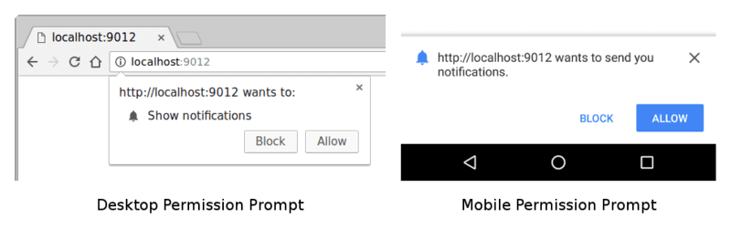 ההודעה לבקשת הרשאה מוצגת ב-Chrome במחשב ובנייד.
