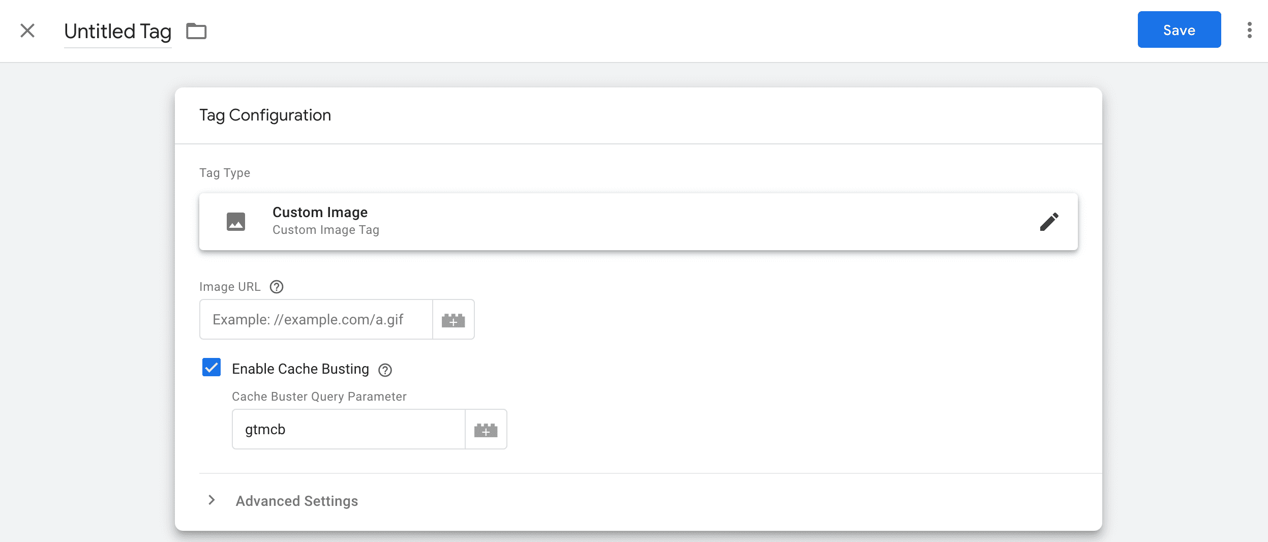 Google Etiket Yöneticisi'nde özel resim etiketi