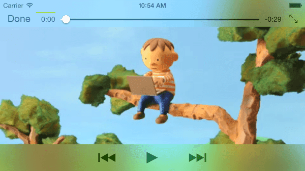 iPhone'da Safari'de oynatılan videonun yatay ekran görüntüsü.
