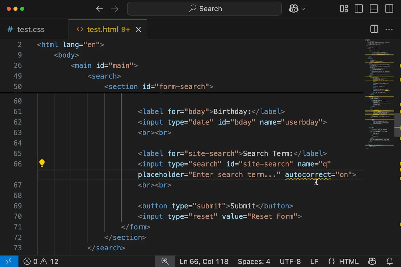 Mise en surbrillance ESLint HTML indiquant que la fonctionnalité de correction automatique n'est pas encore Baseline, et suppression de cet avertissement avec un commentaire