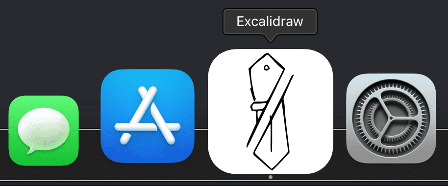 macOS Dock'taki Excalidraw simgesi.