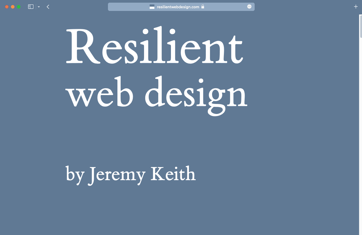 El sitio web Resilient Web Design punto com.