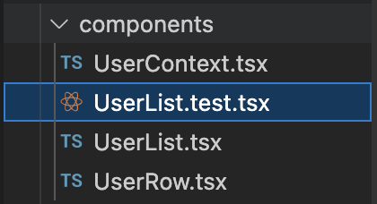 רשימה של קבצים
  כולל UserList.tsx ו-UserList.test.tsx.